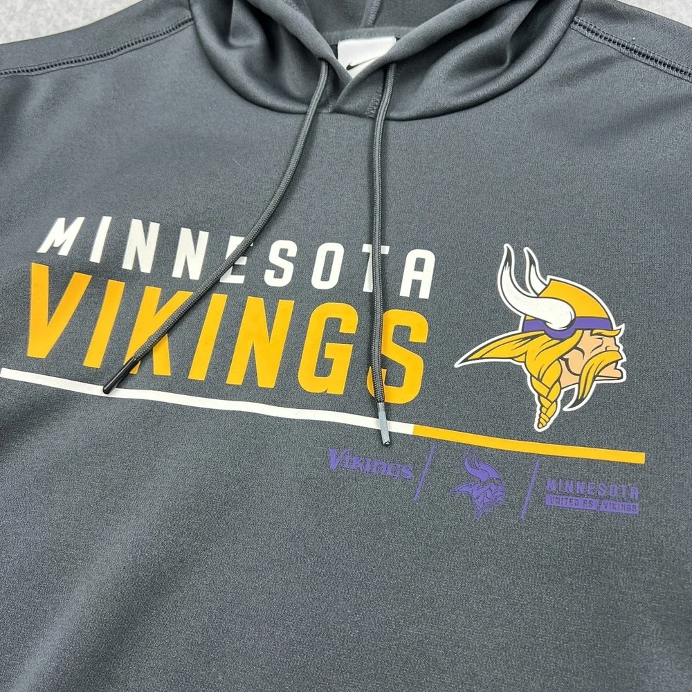 Nike Minnesota Vikings Hoodie Mens Medium Black Therma-Fit Fleece NFL Sweatshirt